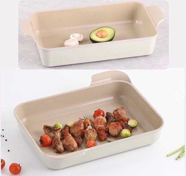 Fika Alüminyum Döküm Dikdörtgen Yanmaz Yapışmaz 2 li Fırın Tepsisi Kek Kabı - Image 1