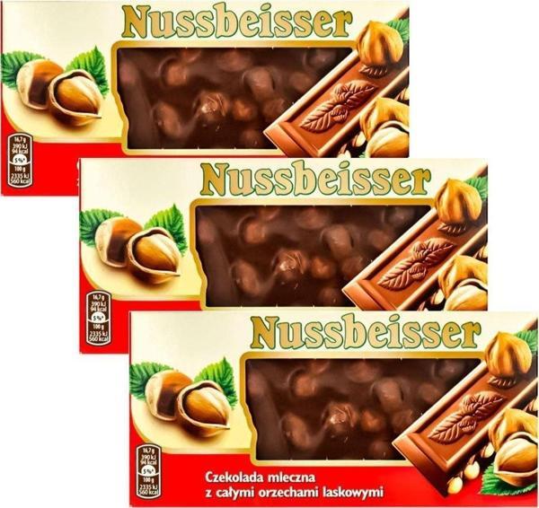 Mondelez Nussbeisser Bütün Fındıklı Sütlü Çikolata 3 X 100 Gr Ithal - Image 1