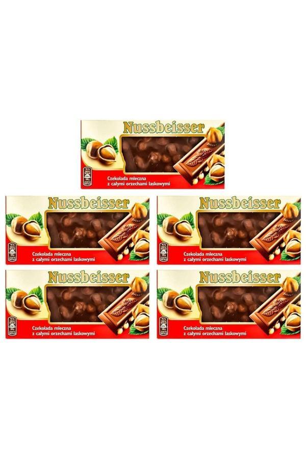 Mondelez Nussbeisser Bütün Fındıklı Sütlü Çikolata 5 X 100 Gr Ithal - Image 1