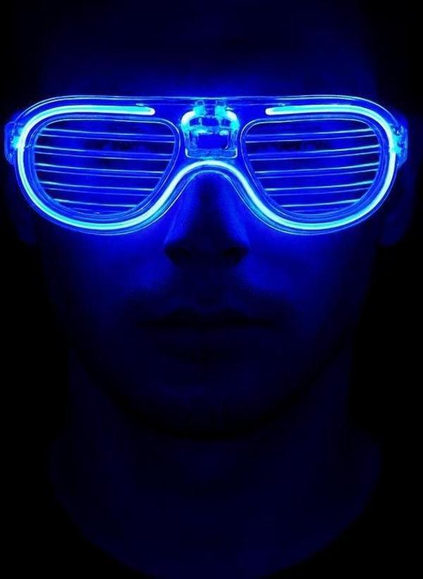 Mavi Led Işıklı Parti Gözlüğü - Neon Glow Gözlük 3 Modlu - Image 1