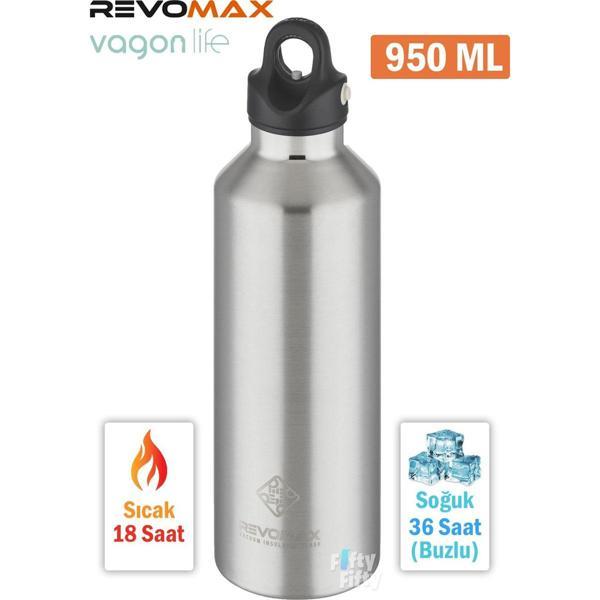 Revomax Paslanmaz Çelik Vakumlu Matara Gri 950 ml - Image 1