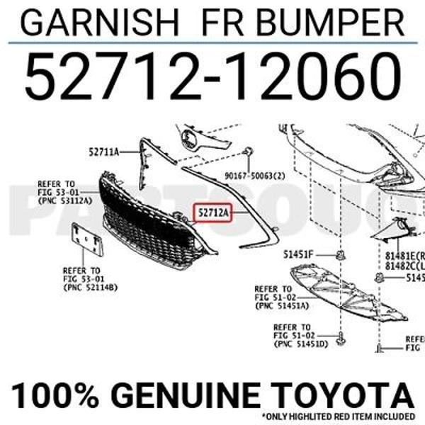 Toyota Corolla- Hb- 2020-2022  Ön Tampon Panjuru Dış Çerçeve Çıtası Sol Koyu Gri (Tyg) (Oem No:52712 - Image 1