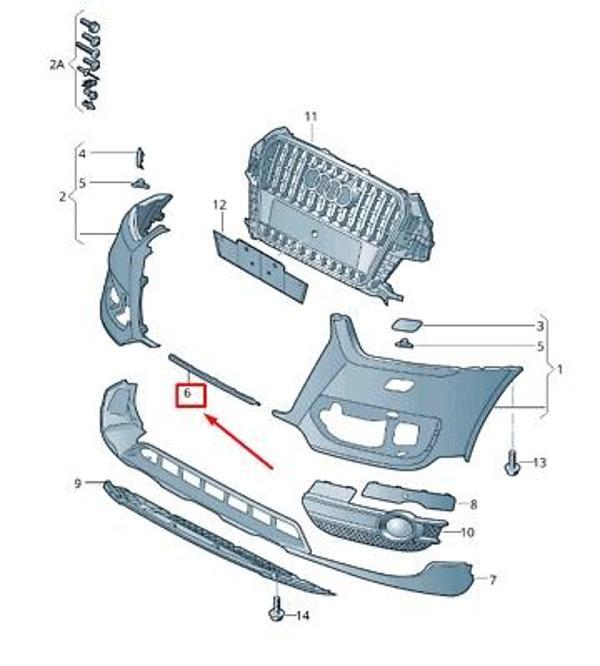 Audi  Q3  2012-2014  Ön Tampon Alt Orta Parça Siyah (Tyg) (Oem No:8U0807663Gru) - Image 1