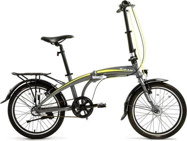 BİSAN FX 3500-NX3 KATLANIR BİSİKLET 32CM V 20 JANT NEX.3 VİTES METALİK GRİ SARI - Image 1