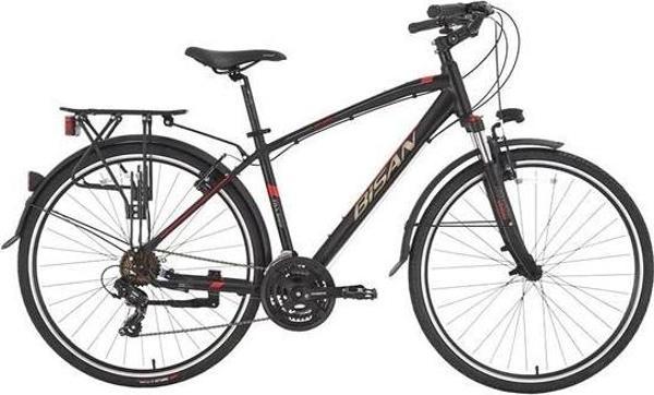 BİSAN TRX 8100 CITY ERKEK ŞEHİR BİSİKLETİ 460CM V 28 JANT 21 VİTES MAT SİYAH KIRMIZI - Image 1