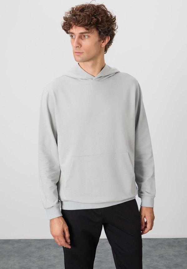Taş Pamuk Yumuşak Dokulu Kapüşonlu Standart Fit Basic Erkek Sweatshirt - 88362 - Image 1