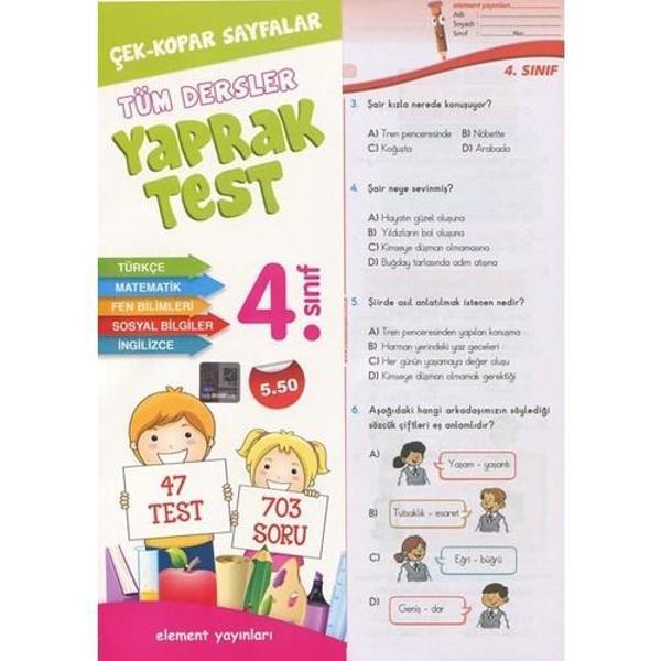 Element Yayınları 4. Sınıf Tüm Dersler Yaprak Test - Element Yayınları - Image 1