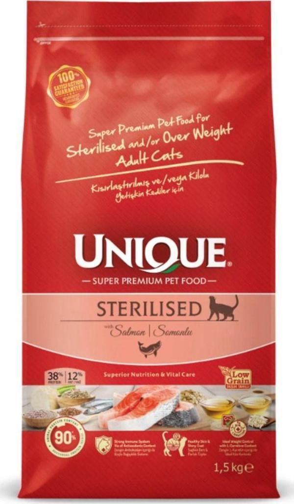 Unique Kısırlaştırılmış (Sterilised) Kedi Maması Somonlu 1,5 Kg - Image 1