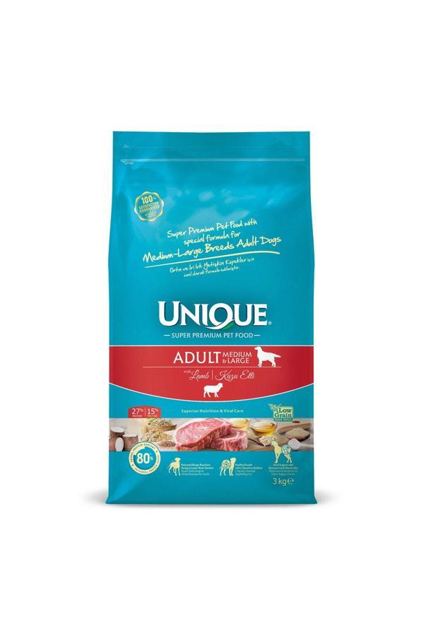 Unique Orta Ve Iri Irk Yetişkin Köpek Maması Kuzu Etli 3 Kg - Image 1