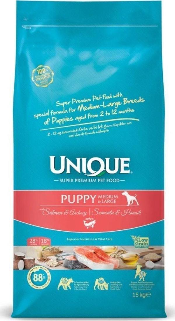 Unique Orta Ve Iri Irk Yavru Köpek Maması Somonlu&Hamsili 15 Kg - Image 1