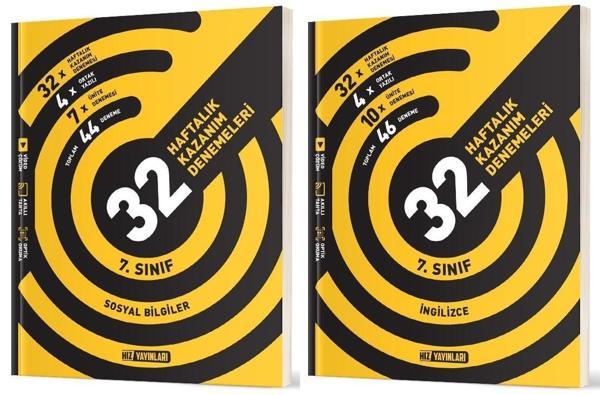 Hız 2025 7. Sınıf İngilizce + Sosyal Bilgiler 36 Haftalık Deneme Seti 2 Kitap - Hız Yayınları - Image 1