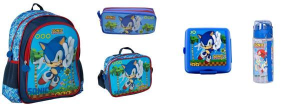 Sonic Okul Çantası ,Beslenme Çantası , Kalemlik,Beslenme Kabı ve Matara - Image 1