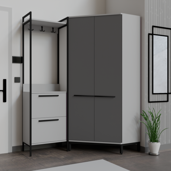 Abre Modern Köşe Portmanto Askılıklı  Vestiyer Takımı - Image 1