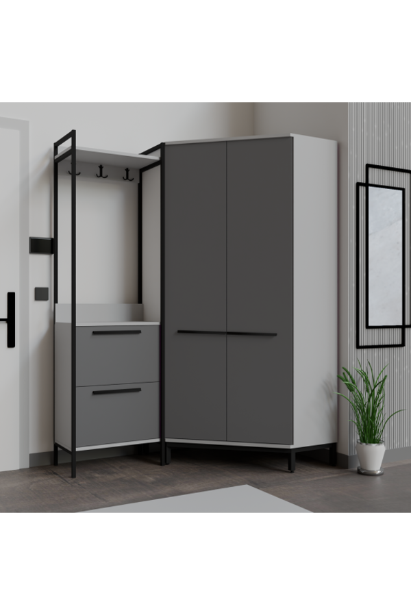 Abre Modern Köşe Portmanto Askılıklı  Vestiyer Takımı - Image 1