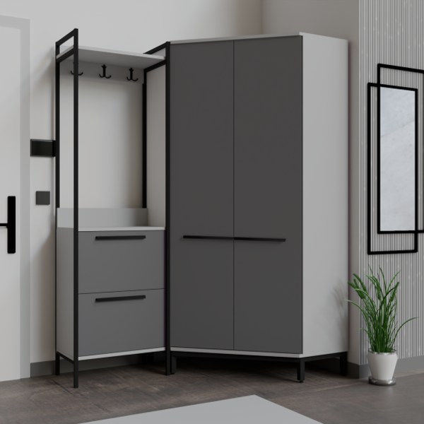 Abre Modern Köşe Portmanto Askılıklı  Vestiyer Takımı - Image 1