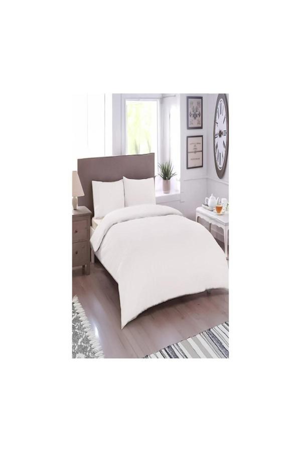 MORE HOME Çift Kişilik Nevresim Seti  + 2 Yastık Kılıfı Çarşafsız Beyaz - Image 1
