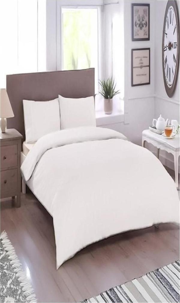 MORE HOME Çift Kişilik Nevresim Seti  + 2 Yastık Kılıfı Çarşafsız Beyaz - Image 1
