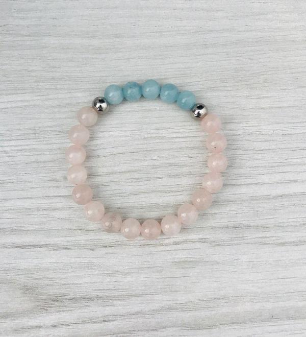 MK TASARIM PEMBE KUVARS- MAVİ KUVARS BİLEKLİK MKT051 - Image 1