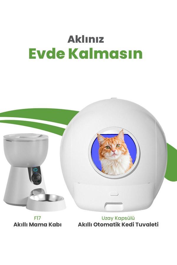 Els Pet Premium Akıllı Kedi Seti – Uzay Kapsülü Otomatik Kedi Tuvaleti + Otomatik Mama Kabı - Image 1