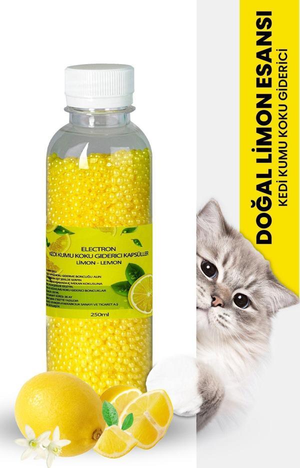 Electron Kedi Kumu Kokusu,Tuvalet Koku Giderici Granül, Limon Ferahlatıcı Etkili, Kokusuz Tuvalet Için, 250Ml - Image 1