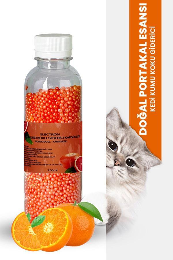 Electron Kedi Kumu Kokusu, Koku Giderici Granül, Portakal Ferahlatıcı Etkili, Kokusuz Tuvalet Için, 250Ml - Image 1
