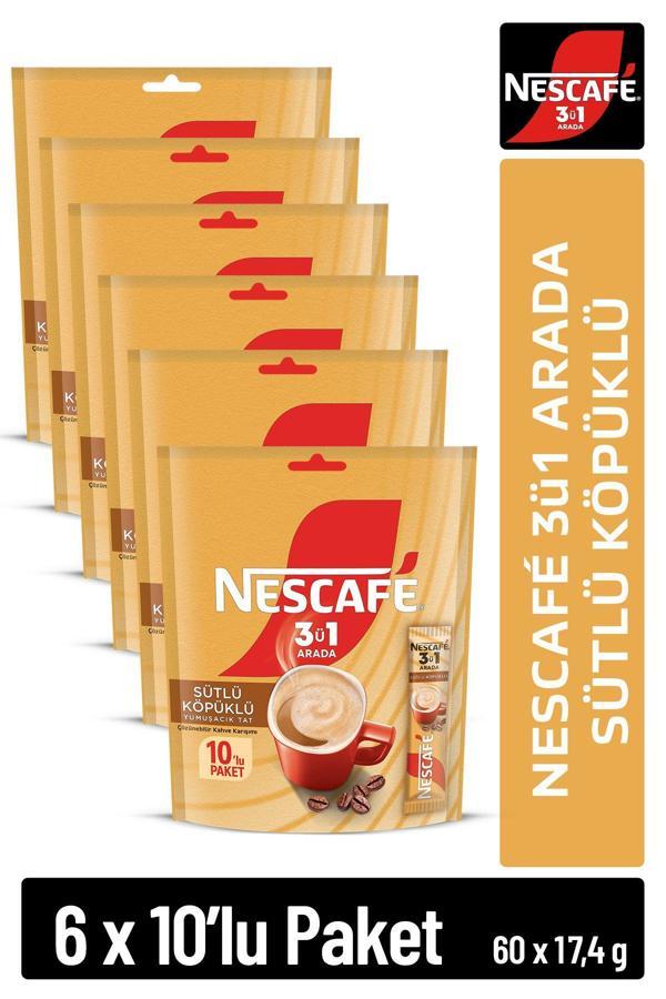 Nescafé 3ü1 Arada Sütlü Köpüklü Çözünebilir Kahve 17,4g 10'lu paket 10X6 - Image 1
