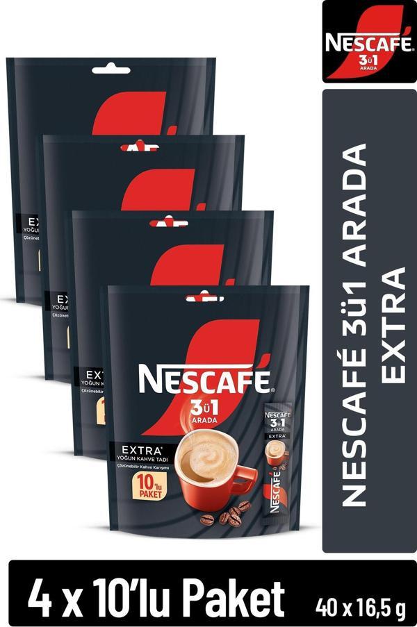NESCAFE 3ü1 Arada Extra Çözünebilir Kahve 16,5g 10'lu Paket 10X4 - Image 1