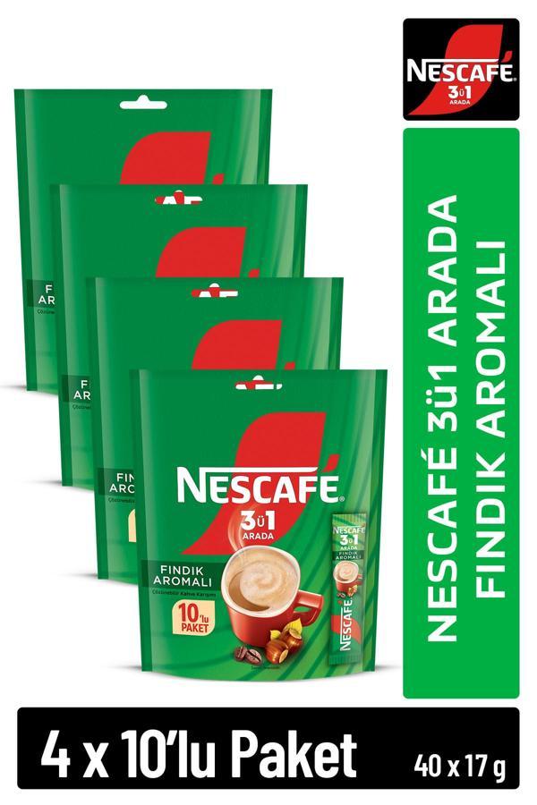 NESCAFE 3ü1 Arada Fındık Aromalı Çözünebilir Kahve 17g 10'lu Paket 10X4 - Image 1