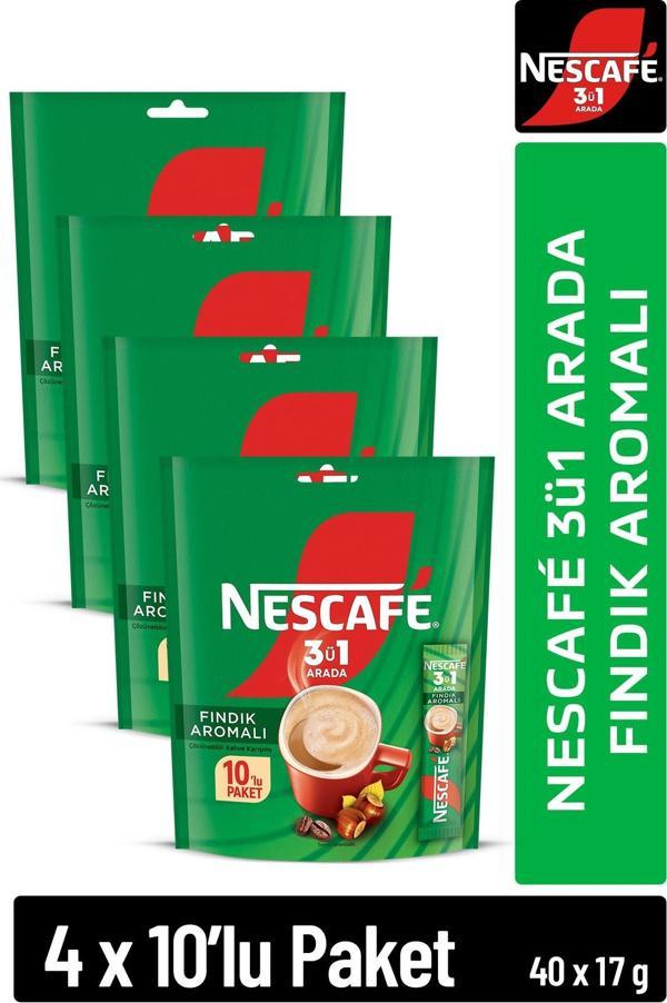 NESCAFE 3ü1 Arada Fındık Aromalı Çözünebilir Kahve 17g 10'lu Paket 10X4 - Image 1