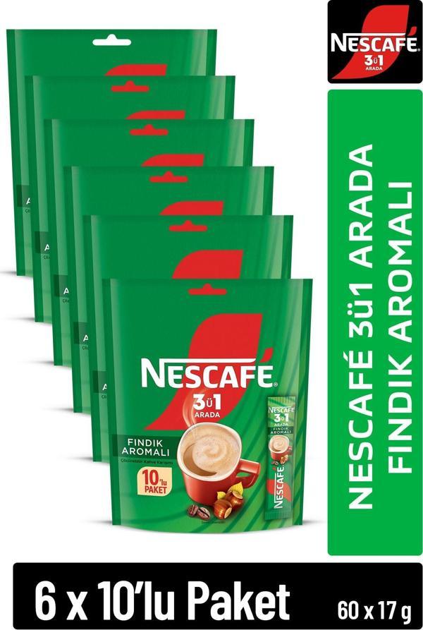 NESCAFE 3ü1 Arada Fındık Aromalı Çözünebilir Kahve 17g 10'lu Paket 10X6 - Image 1
