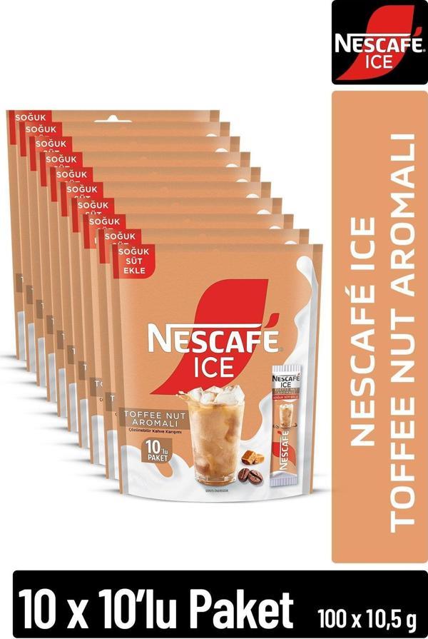 NESCAFE ICE Toffee Nut Aromalı Çözünebilir Kahve 10,5g 10'lu Paket 10X10 - Image 1