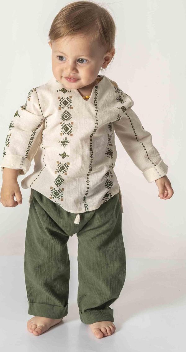 ŞİLE BEZİ GÖMLEK PANTOLON TAKIM Haki - Image 1