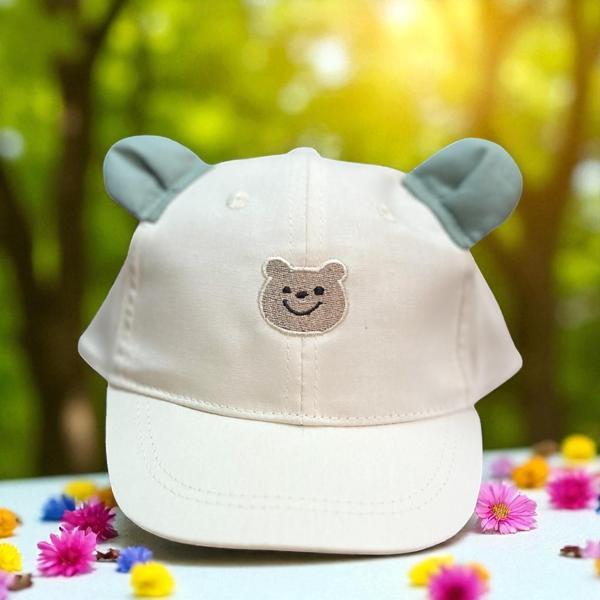 1/3 YAŞ KULAK DETAYLI ERKEK ÇOCUK KEP (48-50 CM) Ekru - Image 1