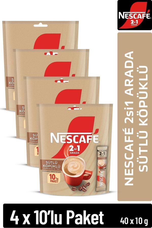 NESCAFE 2si1 Arada Sütlü Köpüklü Çözünebilir Kahve 10g 10'lu Paket 10X4 - Image 1