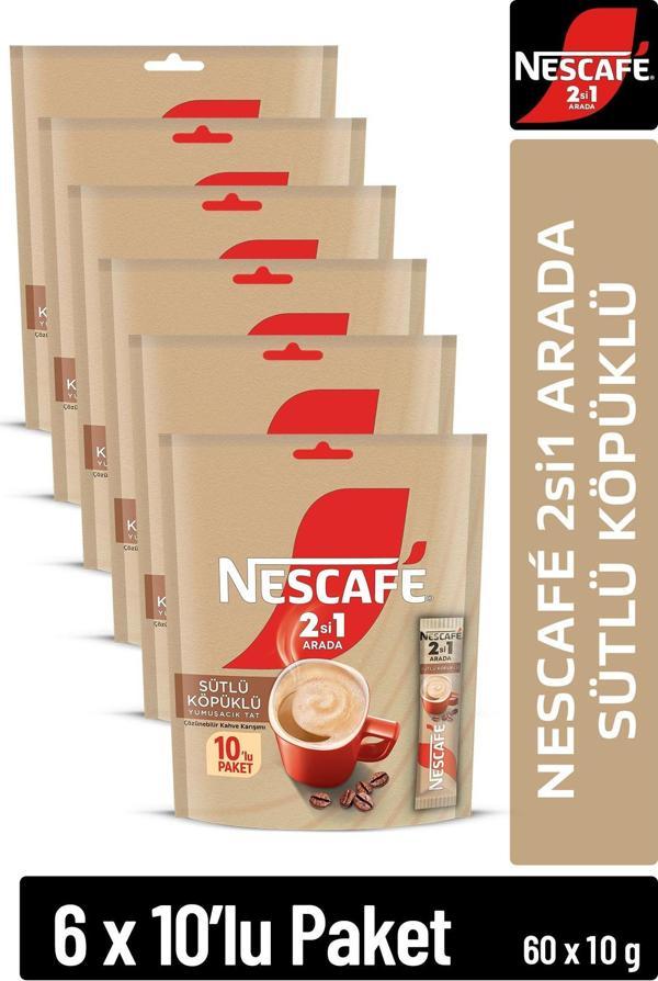 NESCAFE 2si1 Arada Sütlü Köpüklü Çözünebilir Kahve 10g 10'lu Paket 10X6 - Image 1