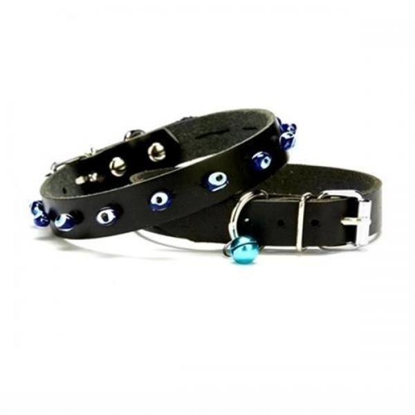 Nazar Boncuklu Kedi Ve Köpek Tasması 1x18-22 cm Siyah Small - Image 1