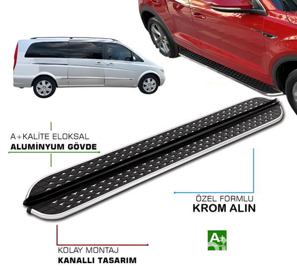MERCEDES VIONA UZUN ŞASE ARACA ÖZEL YAN BASAMAK DMDK 2004 2005 2006 2007 2008 2009 2010 2011 2012 2013 2014 - Image 1
