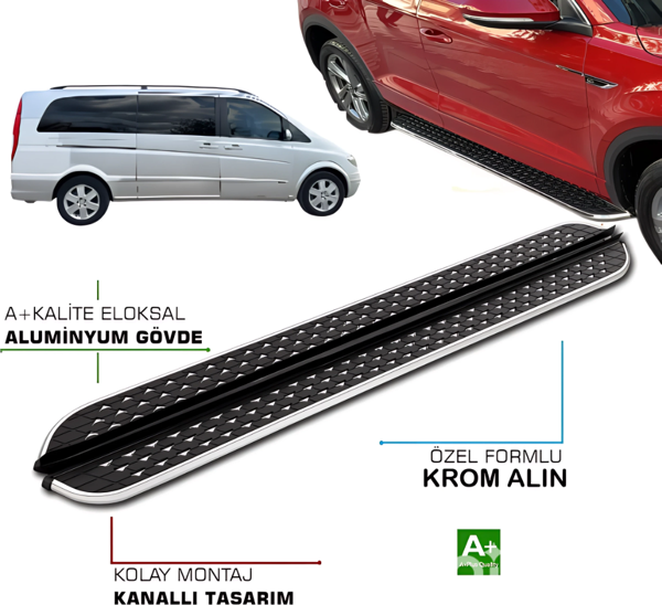 MERCEDES VIONA UZUN ŞASE ARACA ÖZEL YAN BASAMAK DMDK 2004 2005 2006 2007 2008 2009 2010 2011 2012 2013 2014 - Image 1