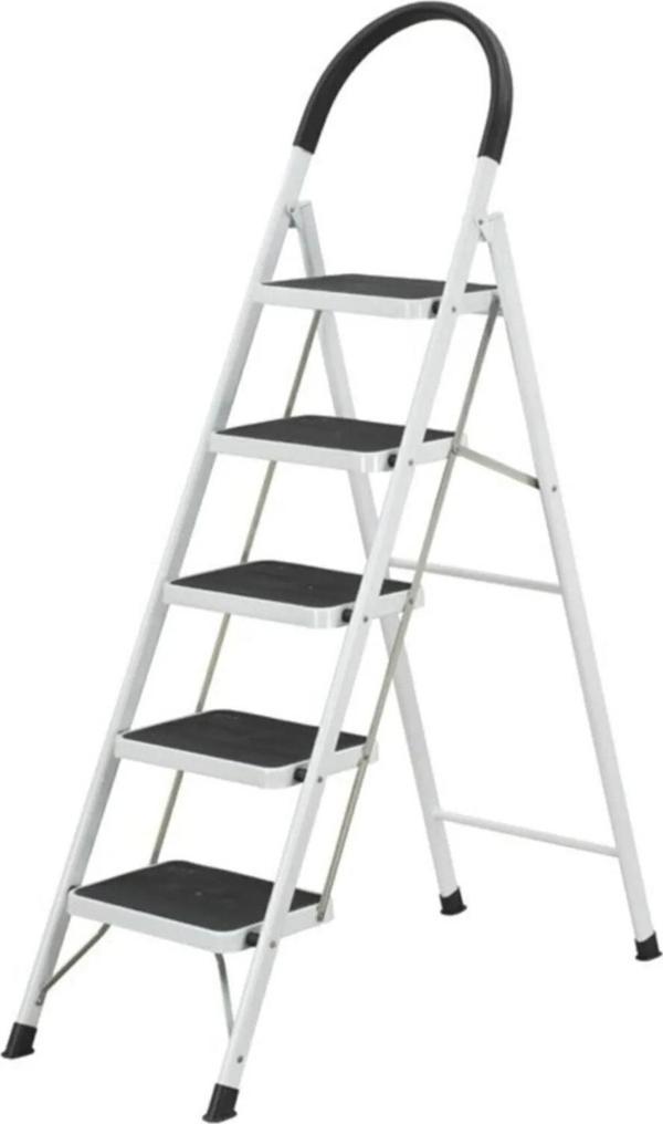 Elmas Serisi - Beyaz - 5 Basamaklı - Katlanır Lüks Ev Tipi Metal Merdiven - Image 1