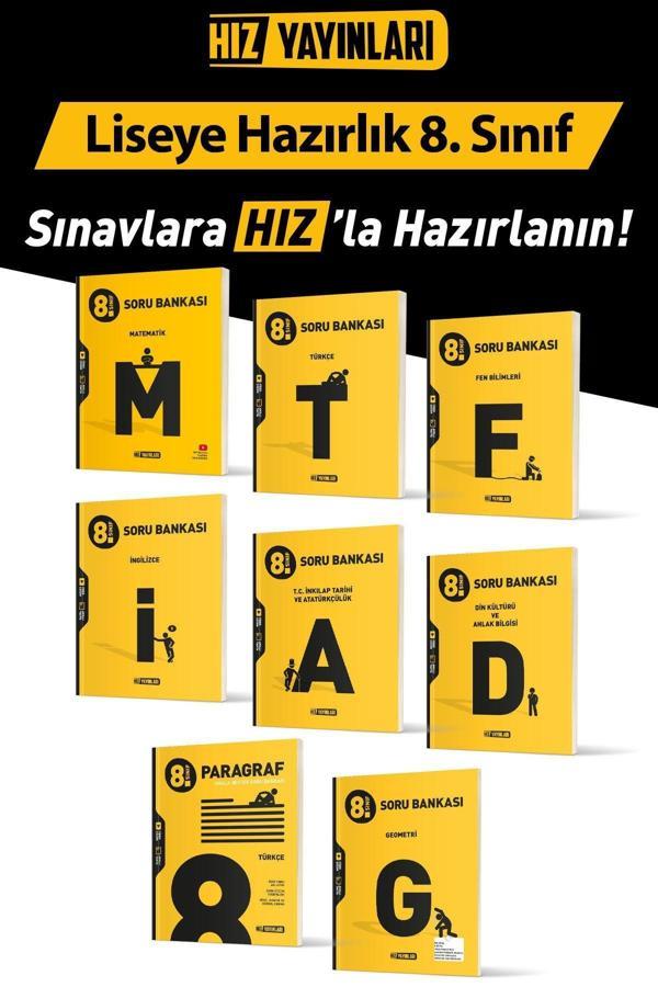 Hız 8. Sınıf Tüm Dersler Soru Bankası Seti 8 Kitap Hız Yayınları - Bi bigelio - Image 1