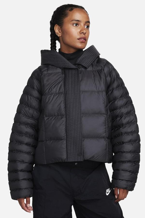 Nike Therma Fit Puffer PrimaLoft Oversize Hoodie Jacket Kadın Sentetik Dolgu Kapüşonlu Mont Siyah - Image 1