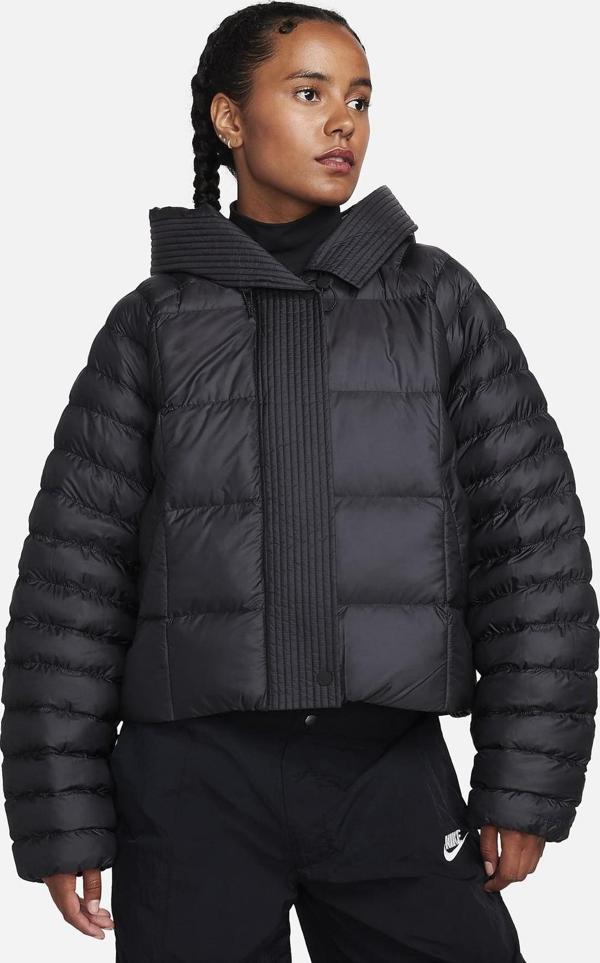 Nike Therma Fit Puffer PrimaLoft Oversize Hoodie Jacket Kadın Sentetik Dolgu Kapüşonlu Mont Siyah - Image 1