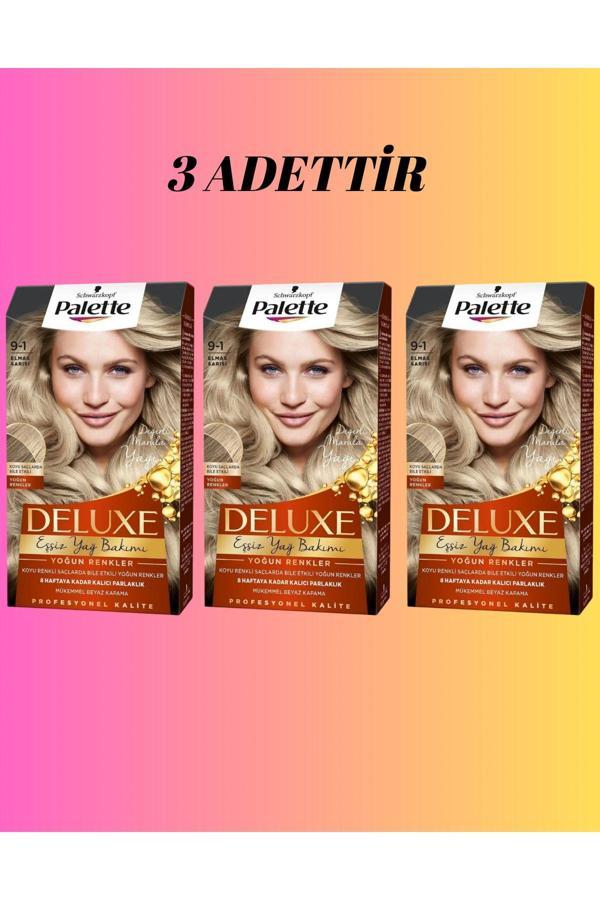 Palette Deluxe 9-1 Elmas Sarısı Saç Boyası x 3 Adet - Image 1