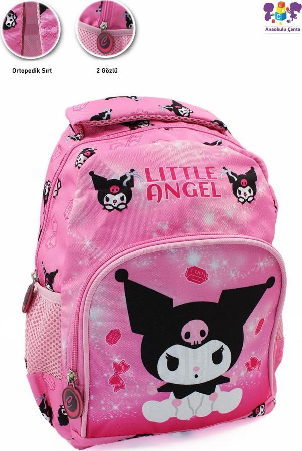 2 Gözlü Little Angle Kuromi Anaokulu Çantası - Çocuk Çanta - Kreş Çantası - Kuromi Çanta - Image 1