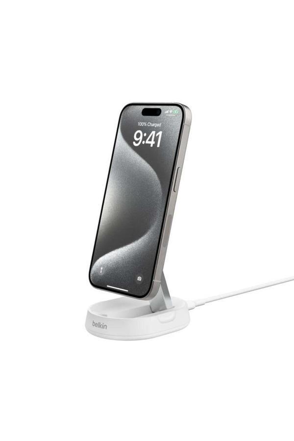 Belkin Wia008Btbk Boostcharge Pro Magsafe Katlanır Qi2 15W Şarj Standı-Beyaz - Image 1