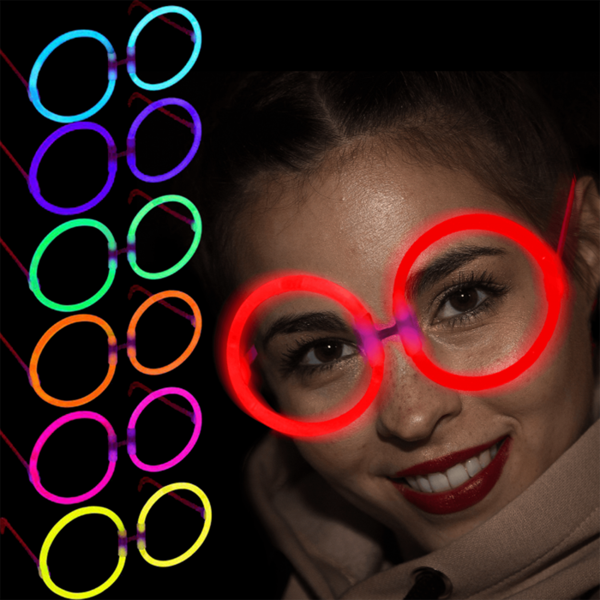 Glow Stick Yuvarlak Parti Gözlüğü 6 Adet - Image 1