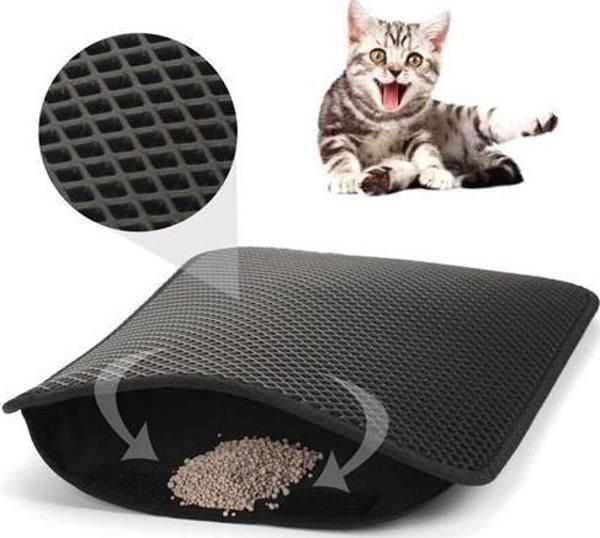 Kedi Tuvalet Önü Kum Toplayıcı Temizleyici Elekli Gri Paspas - Image 1