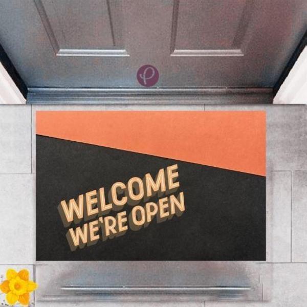 Kapı Önü Paspası Dekoratif Dijital Baskı Welcome We're Open P-2337 - Image 1