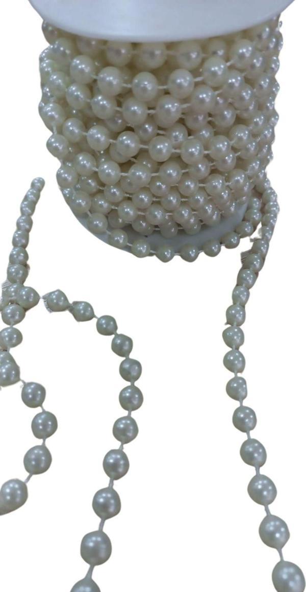 Sıralı Yuvarlak İnci En 1 cm Krem 1 Metre - Image 1