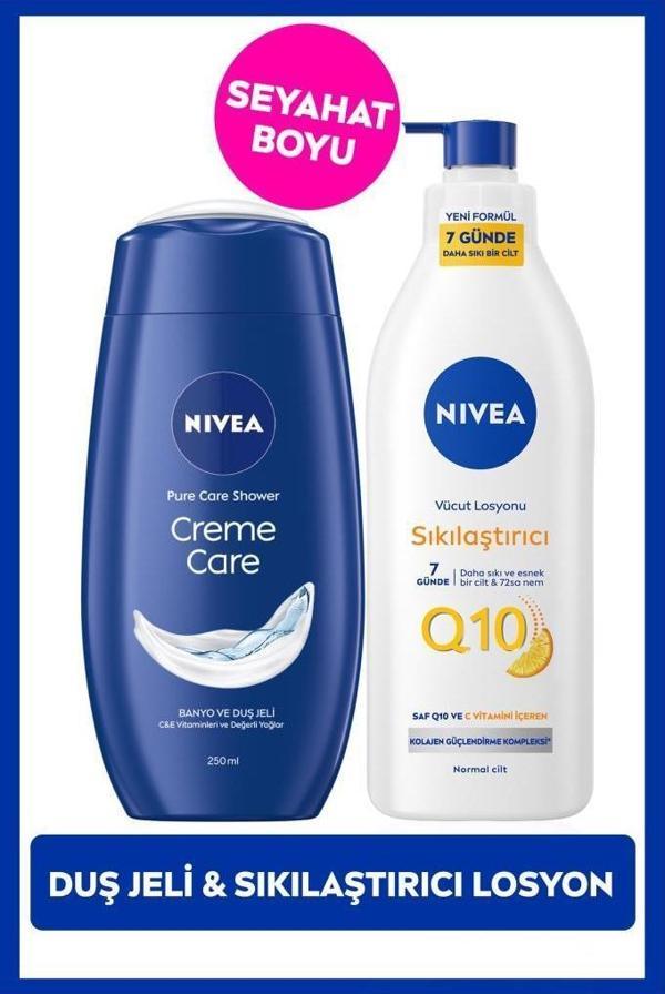 Creme Care Nemlendirici Duş Jeli 250ml ve Q10 Sıkılaştırıcı Vücut Bakım Losyonu 400ml, C Vitamini - Image 1